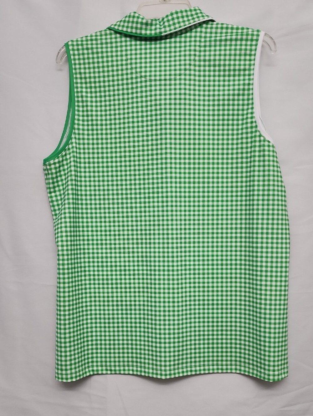 Walter Hagen Green Gingham Sleeveless Zip Polo Performance Tank Women's XXL New - Picture 4 of 8